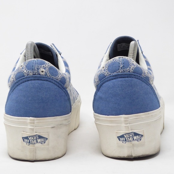 Vans Old Skool Stackform Denim Mix Floral Print Blue White Women Shoes Size 10 - Picture 4 of 8